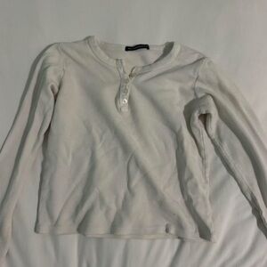 Brandy Melville Waffle Knit White Long Sleeve